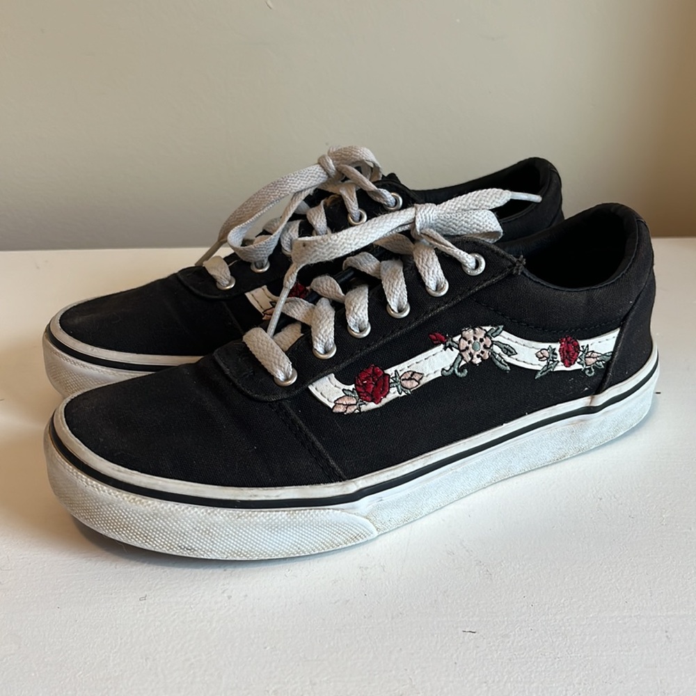 Vans Kid’s Old Skool Missy Rose Black Red Shoes Size 3 - Picture 5 of 9